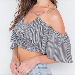 NWT striped ruffle crop top